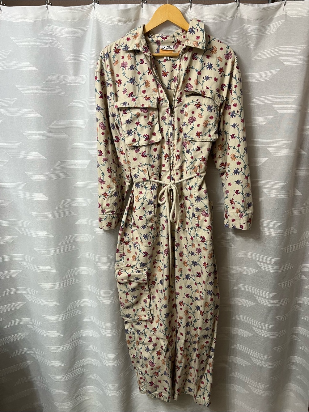 Future Collective Floral Utility Tie-waist Cotton Jumpsuit